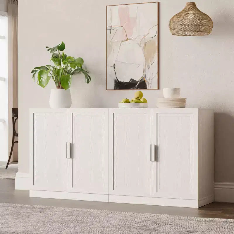 Charnières réglables, gestion des câbles ! Buffet noir pour résoudre les problèmes de rangement.