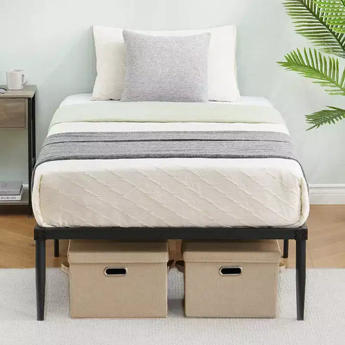 Bed Frame Heavy Duty Metal Mattress Foundation Platform Sturdy Steel Slat Support Queen Bed Frames No Box Spring Needed Easy to Assembly Noise Free