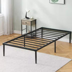 Cadre de lit Robuste en métal Sommier Plateforme Solide Lattes en acier Supports de cadre de lit