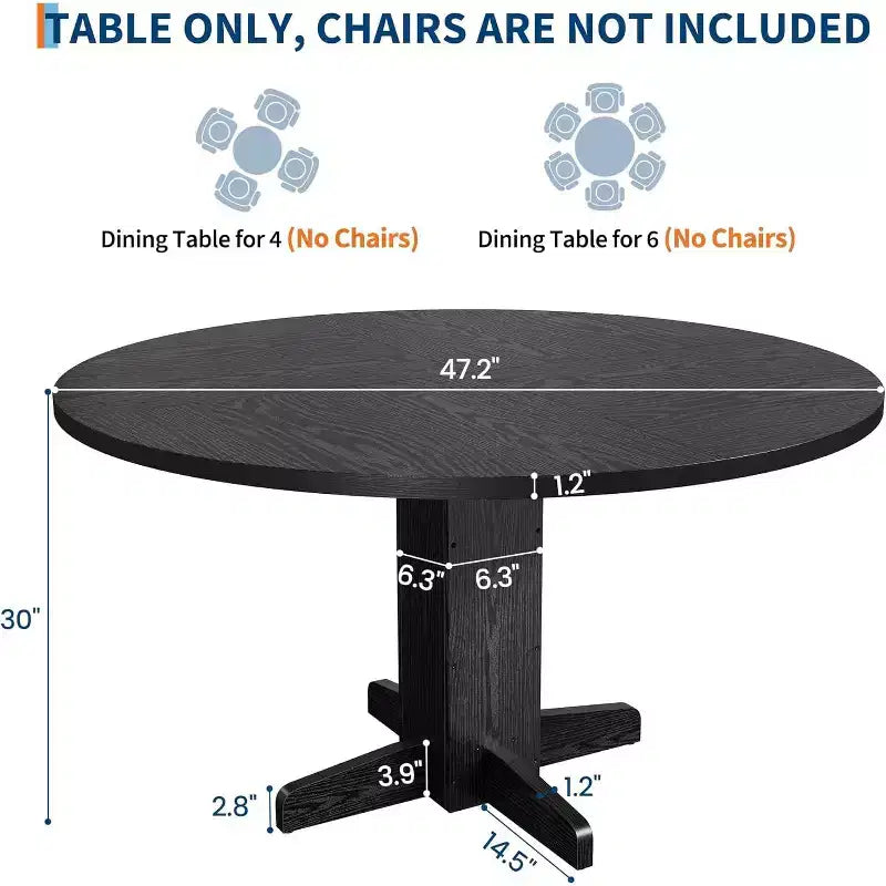 Table à Manger Ronde Style Ferme (Table Uniquement)
