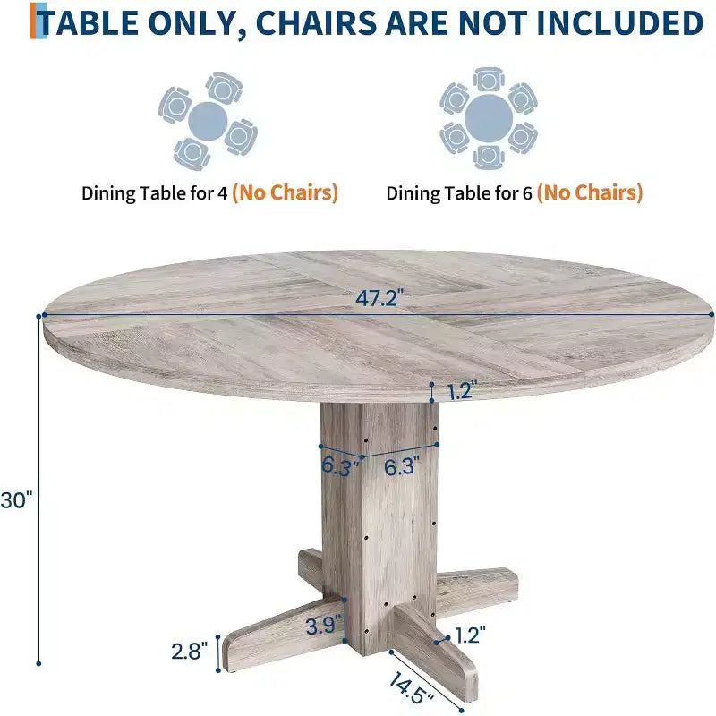 Table à Manger Ronde Style Ferme (Table Uniquement)