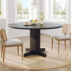 Round Dining Table for 4 47 Inch Round Dinner Table Farmhouse Circle Kitchen Table for Dining Room Kitchen Living Room (Table Only)