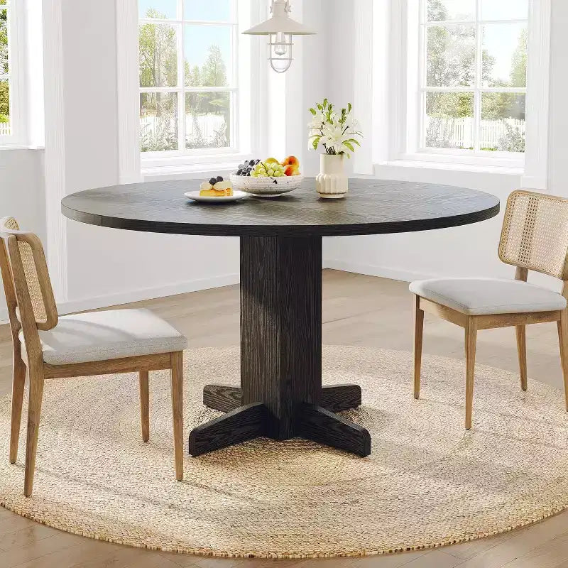 Round Dining Table for 4 47 Inch Round Dinner Table Farmhouse Circle Kitchen Table for Dining Room Kitchen Living Room (Table Only)