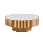Table basse ronde moderne avec plateau en pierre frittée
