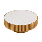 Table basse ronde moderne avec plateau en pierre frittée