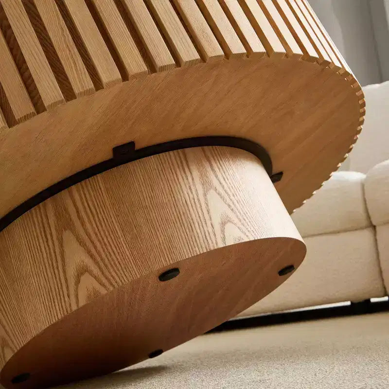Table basse ronde moderne avec plateau en pierre frittée