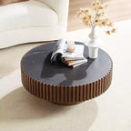 Table basse ronde moderne avec plateau en pierre frittée