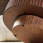 Table basse ronde moderne avec plateau en pierre frittée