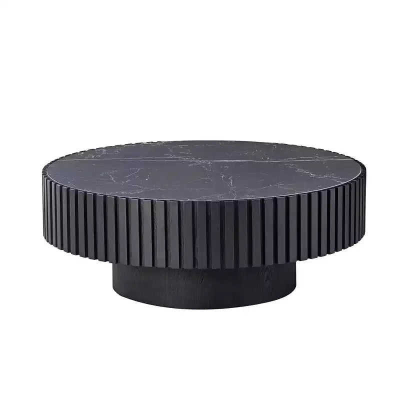 Table basse ronde moderne avec plateau en pierre frittée