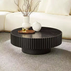 GDFStudio Zivara Modern Round Coffee Table with Sintered Stone Tabletop