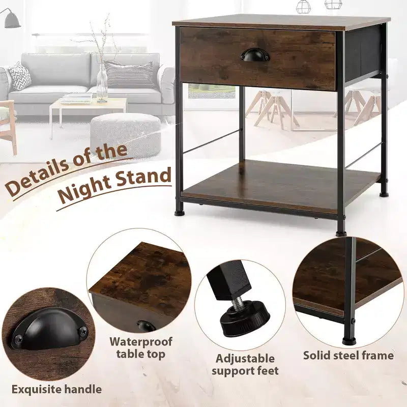 Table de chevet à 2 niveaux, table basse d'appoint pour chambre et salon