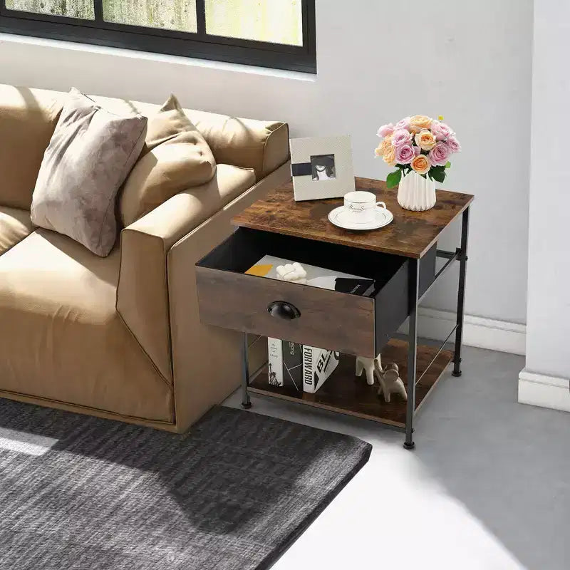 Table de chevet à 2 niveaux, table basse d'appoint pour chambre et salon