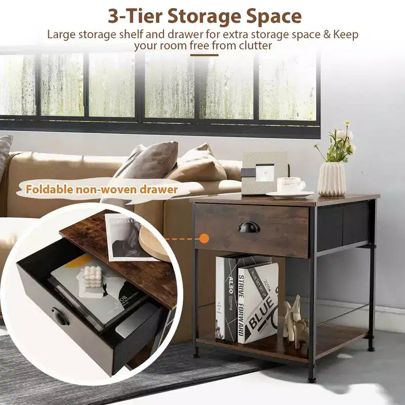 Table de chevet à 2 niveaux, table basse d'appoint pour chambre et salon