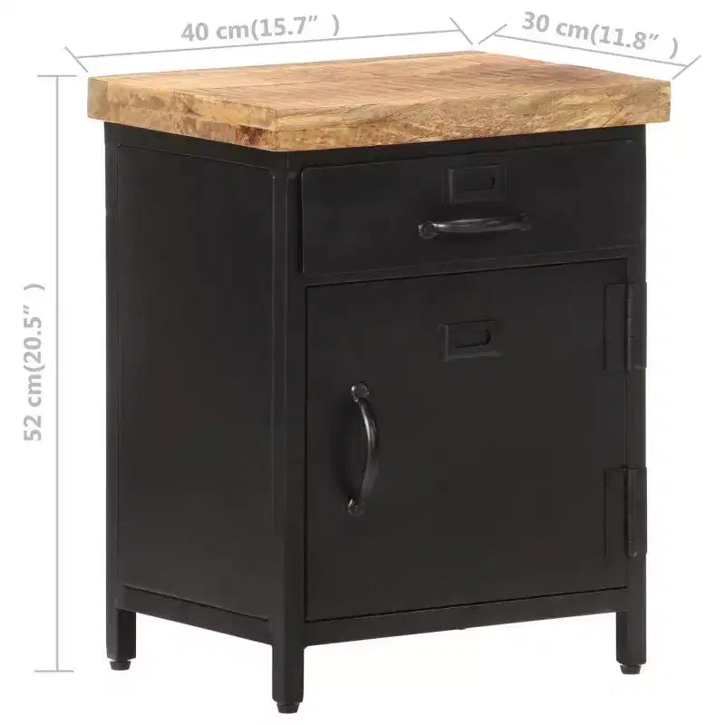 Table de chevet en manguier brut