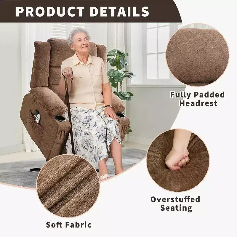Fauteuil inclinable électrique de relaxation à 3 positions avec massage et fonction de levage