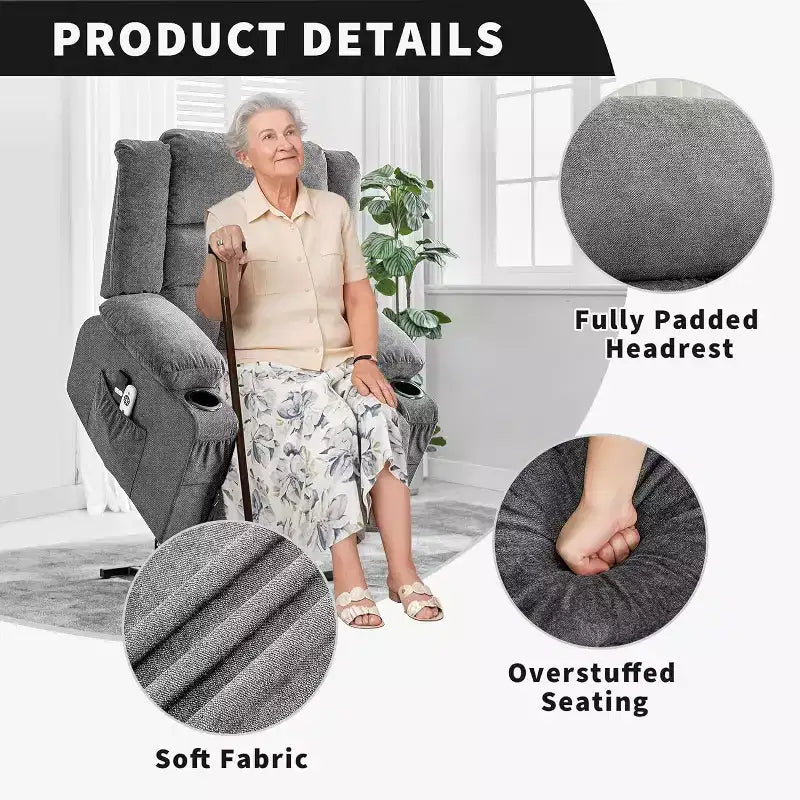 Fauteuil inclinable électrique de relaxation à 3 positions avec massage et fonction de levage