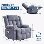 Fauteuil inclinable électrique de relaxation à 3 positions avec massage et fonction de levage