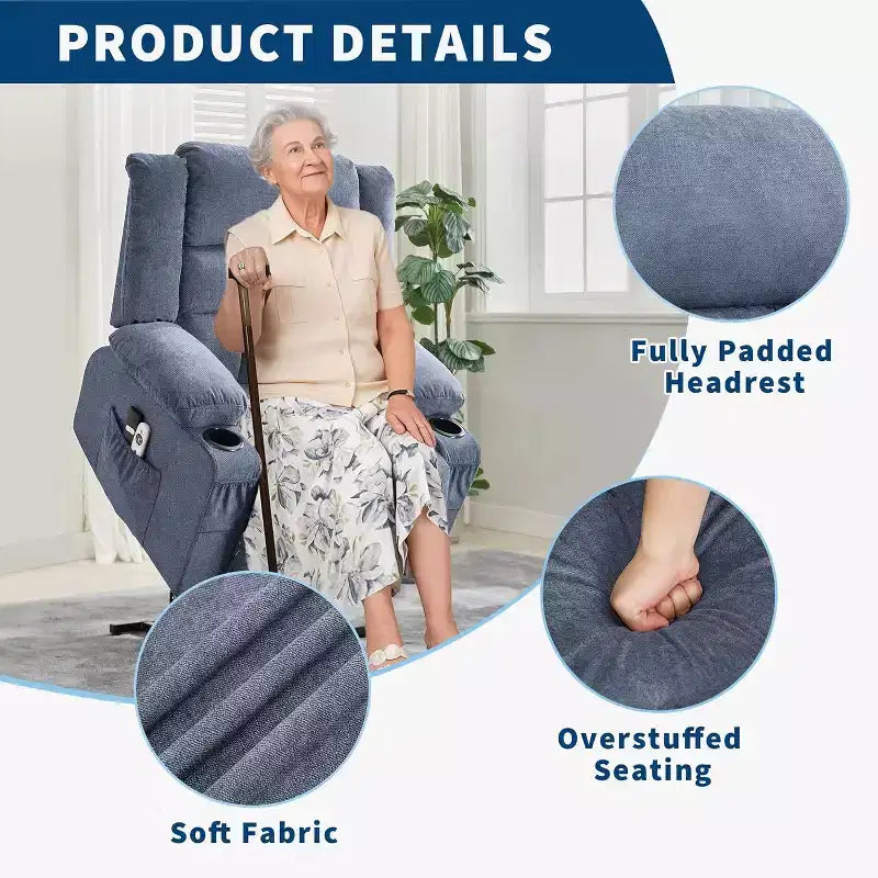 Fauteuil inclinable électrique de relaxation à 3 positions avec massage et fonction de levage