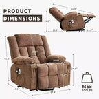 Fauteuil inclinable électrique de relaxation à 3 positions avec massage et fonction de levage