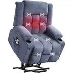Power Lift Recliner Chair for Seniors with Heat & Massage 3-Position Electric Recline 2 Cup Holder 2 Side Pocket USB Port Remote Control