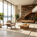 Fauteuil d'appoint confortable en tissu, fauteuil simple en bois, chaise longue