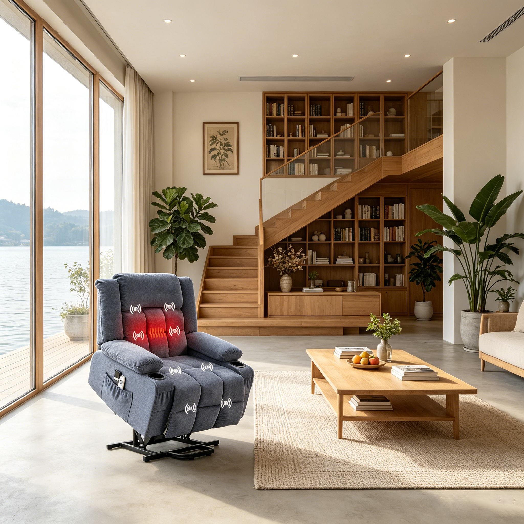 Fauteuil inclinable électrique de relaxation à 3 positions avec massage et fonction de levage