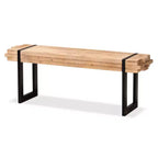 Henson Wood and Black Finished Metal Bench Brown - Baxton Studio