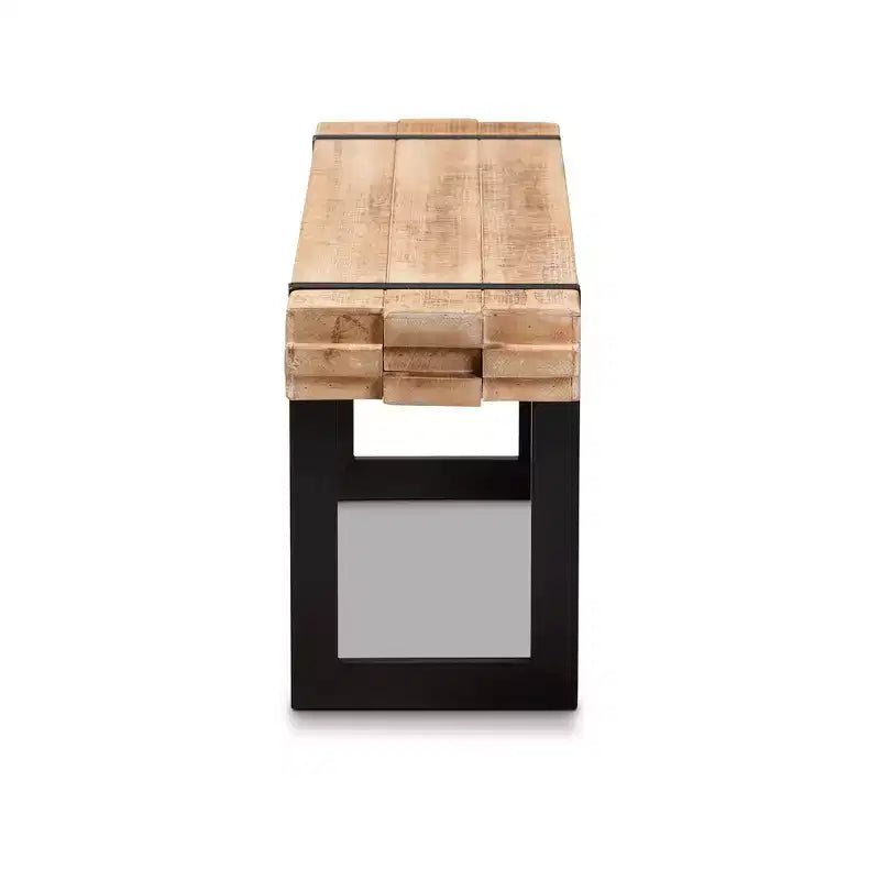 Banc en bois et métal noir, marron