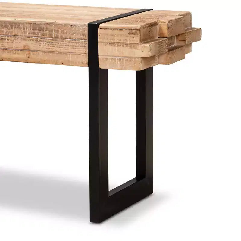 Banc en bois et métal noir, marron