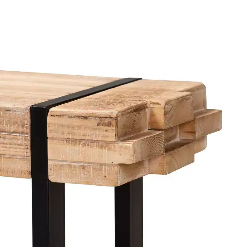 Banc en bois et métal noir, marron