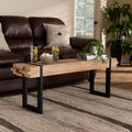 Banc en bois et métal noir, marron