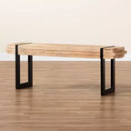 Banc en bois et métal noir, marron