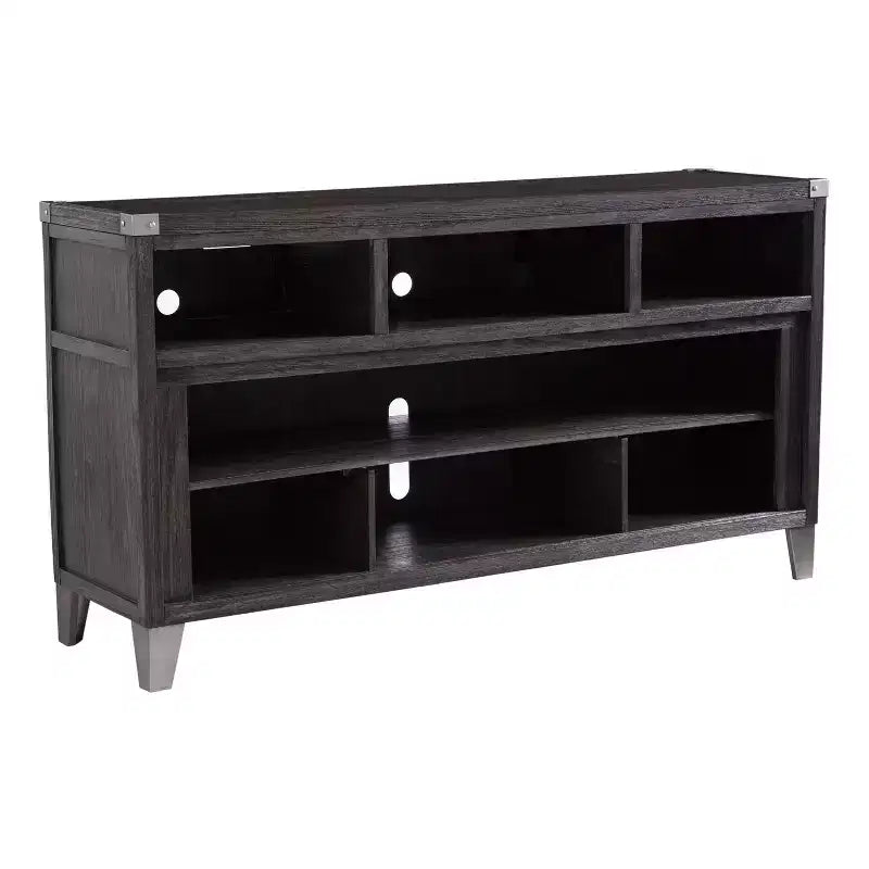Signature Design by Ashley Todoe Fireplace TV Stand for TVs up to 70" Dark Gray: Mid-Century Modern Wood Composite Metal Hardware