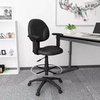 Chaise de bureau noire/tabouret de dessin avec accoudoirs réglables