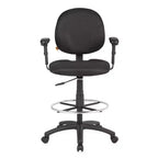 Chaise de bureau noire/tabouret de dessin avec accoudoirs réglables