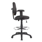 Chaise de bureau noire/tabouret de dessin avec accoudoirs réglables