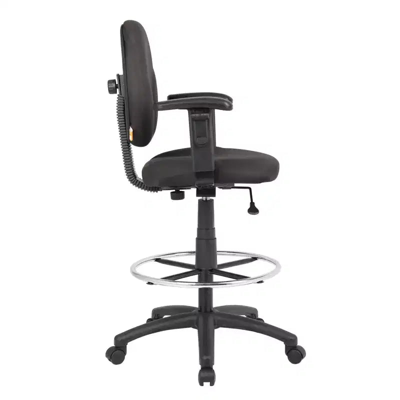 Chaise de bureau noire/tabouret de dessin avec accoudoirs réglables