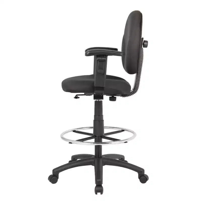 Chaise de bureau noire/tabouret de dessin avec accoudoirs réglables