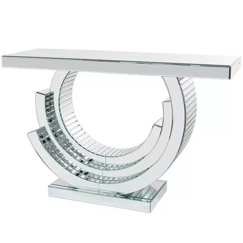 Contemporary Glass Abstract Console Table Silver - Olivia & May: No Assembly Indoor Use Wood Frame