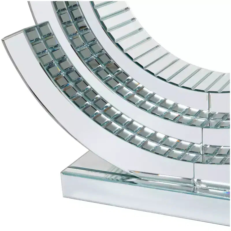 Console en verre abstrait contemporain argentée