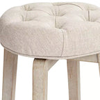Tabouret de bar pivotant en bois blanc rustique de style ferme avec coussin rembourré couleur avoine