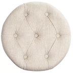 Tabouret de bar pivotant en bois blanc rustique de style ferme avec coussin rembourré couleur avoine