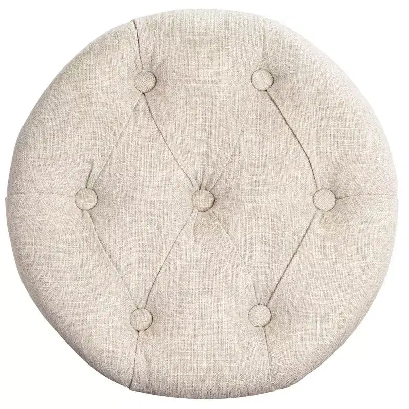Tabouret de bar pivotant en bois blanc rustique de style ferme avec coussin rembourré couleur avoine