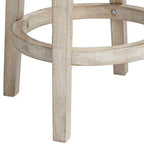 Tabouret de bar pivotant en bois blanc rustique de style ferme avec coussin rembourré couleur avoine