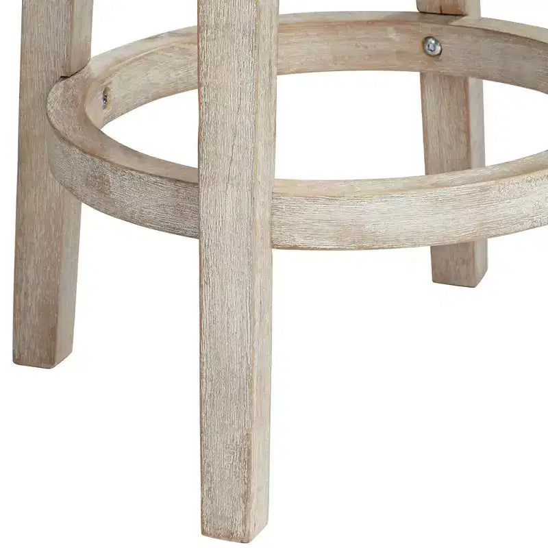 Tabouret de bar pivotant en bois blanc rustique de style ferme avec coussin rembourré couleur avoine