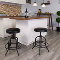Tabouret de comptoir avec siège pivotant en similicuir noir