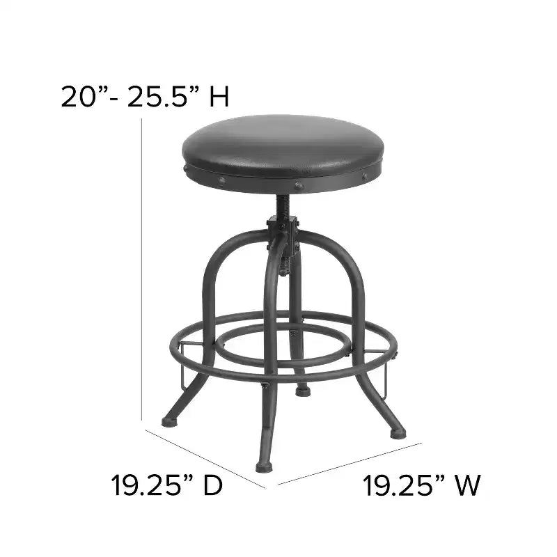 Tabouret de comptoir avec siège pivotant en similicuir noir