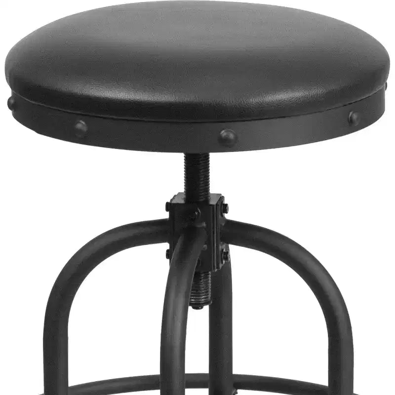 Tabouret de comptoir avec siège pivotant en similicuir noir