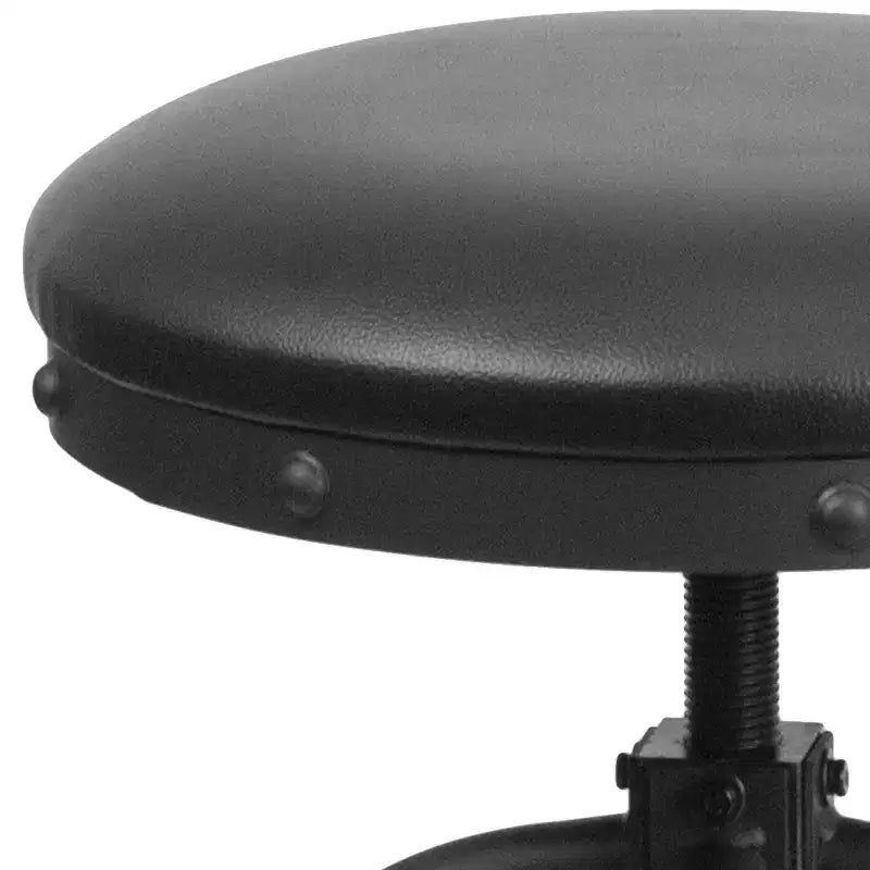 Tabouret de comptoir avec siège pivotant en similicuir noir