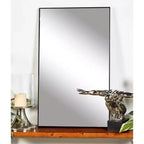 Miroir mural rectangulaire en bois avec cadre fin et minimaliste